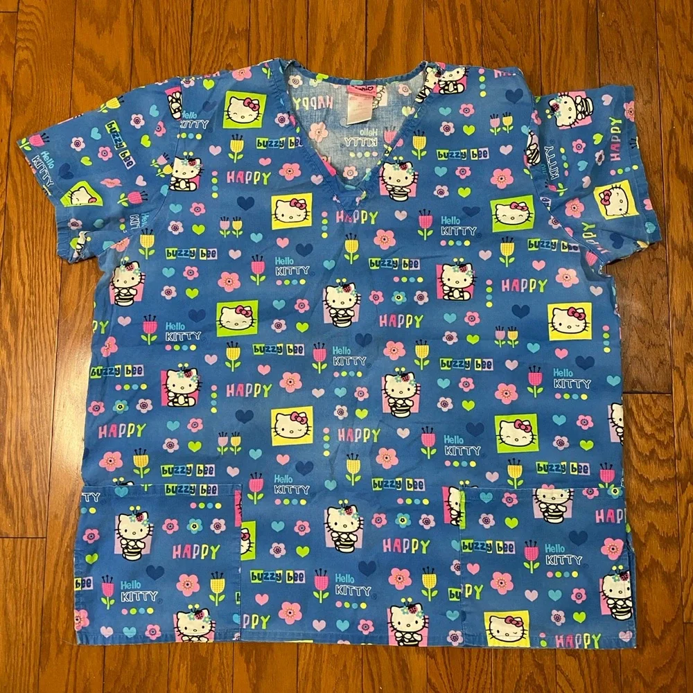 Hello Kitty Blue Scrub Top - Picture 1 of 3